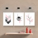 Ver imagem 2 de Quadrinhos Decorativos Moldura Geométrico Rosa Quarto Sala