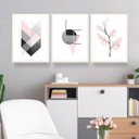 Ver imagem 3 de Quadrinhos Decorativos Moldura Geométrico Rosa Quarto Sala