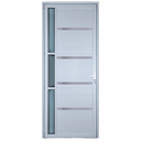 Ver imagem 1 de Porta de Aluminio Lambril Branco com Maçaneta, Vidro e Friso Linha 25 - 210x70 Direita