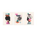 Ver imagem 1 de Quadro Decorativo Mulher Negra Africana Cores 3 peças Sala