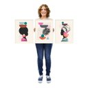 Ver imagem 4 de Quadro Decorativo Mulher Negra Africana Cores 3 peças Sala