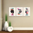 Ver imagem 3 de Quadro Decorativo Mulher Negra Africana Cores 3 peças Sala