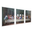 Ver imagem 1 de KIT Quadro Decorativo Santa Ceia Jesus Moldura Madeira Sala