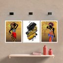 Ver imagem 3 de Quadros Decorativo Moldura Abstrato Mulher Africana Sala