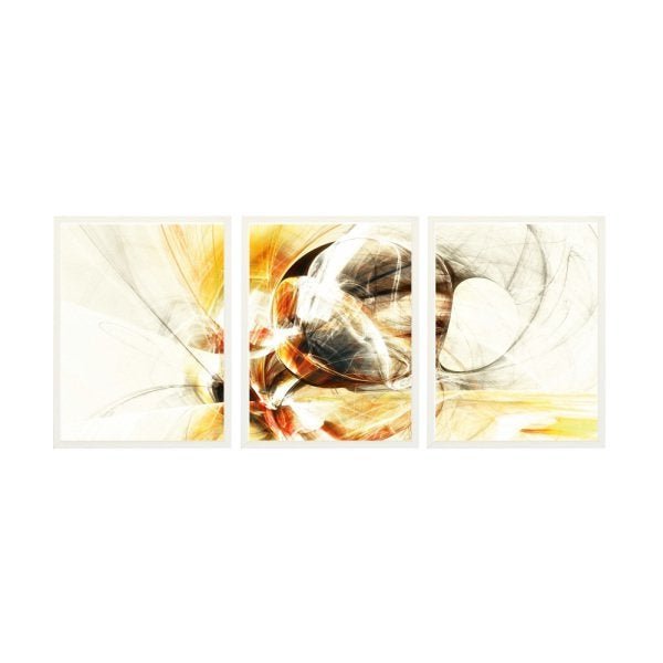 KIT Quadro Decorativo Moldura Madeira Abstrato Escritório 3 pçs - 2