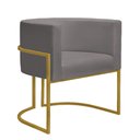 Ver imagem 3 de Kit 4 Poltronas Reforçadas Decorativa Sala Nayara Base Ferro Dourado Suede Cinza