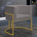 Ver imagem 2 de Kit 4 Poltronas Reforçadas Decorativa Sala Nayara Base Ferro Dourado Suede Cinza