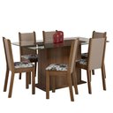Ver imagem 2 de Conjunto Sala de Jantar Mesa Tampo de Vidro 6 Cadeiras Rustic/crema/floral Hibiscos Yolanda Madesa
