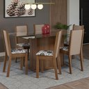 Ver imagem 1 de Conjunto Sala de Jantar Mesa Tampo de Vidro 6 Cadeiras Rustic/crema/floral Hibiscos Yolanda Madesa