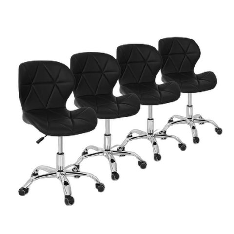 Conjunto 4 Cadeiras Office Eiffel Slim Giratória Ajustável Preta