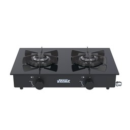 FOGAO DE MESA 2 BOCAS VENAX FLAMALAR VITREO PRETO FOSCO GAS GLP - 1