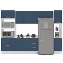 Ver imagem 2 de Cozinha Amara Armários Aéreos Torre Quente Paneleiro Balcão Tampo Rodapé Branco/Azul 250098