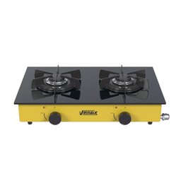 FOGAO DE MESA 2 BOCAS VENAX FLAMALAR VITREO AMARELO GAS GLP - 1
