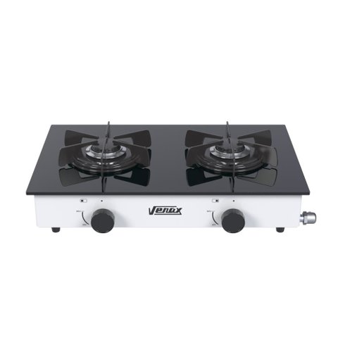 FOGAO DE MESA 2 BOCAS VENAX FLAMALAR VITREO BRANCO GAS GLP