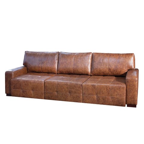 Sofá Decorativo 320 cm 3 Lugares Retrátil Azzano Couro Mel - Gran Belo