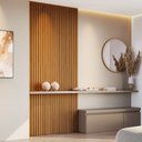 Ver imagem 1 de Kit 2 Placas de Painel Ripado Milão 250cm x 58cm x 3,3mm (Rende 2,9m²) Ecorevest Marrom/Freijó