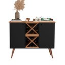 Ver imagem 3 de Aparador Buffet Elegance Adega 2 Portas Pés Retrô - Preto com Nature