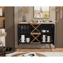 Ver imagem 2 de Aparador Buffet Elegance Adega 2 Portas Pés Retrô - Preto com Nature