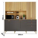 Ver imagem 2 de Armário de Cozinha Onix 10 Portas 3 Gavetas MDF-MDP 200cm Valdemóveis