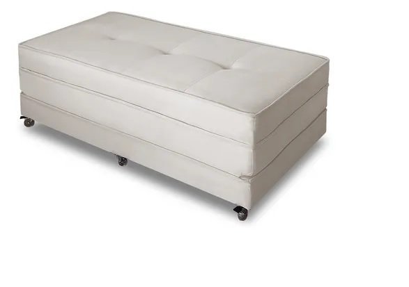 Puff Cama Casal Dobravel Com Rodízios LINDECOR  Creme