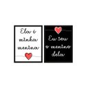 Ver imagem 1 de KIT Quadro Decorativo Moldura Madeira Amor Coração Quarto
