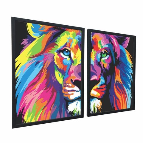 Conjunto Quadro Decorativo Moldura Abstrato Quarto Sala 2 pç