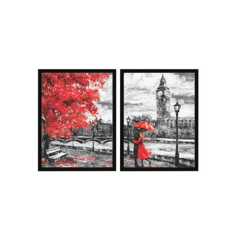 KIT 2 Quadros Decorativos Sala Escritório Paisagem Love