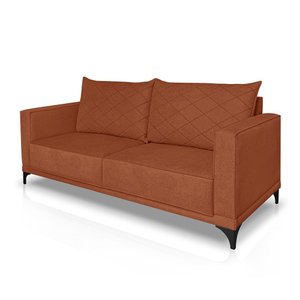 Sofá 2 Lugares 1,60m Estofado em Bouclé Terracota com Pés Metálico - Etios Lucadi Home