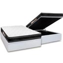 Ver imagem 1 de Cama Box Baú Casal: Colchão Espuma Castor D33 Black e White Air Euro Pillow + Base CRC Courano