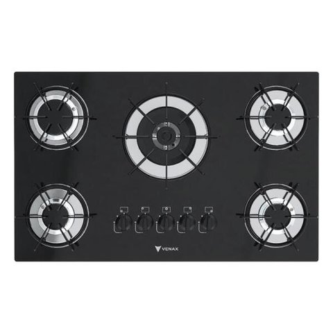 COOKTOP 5 BOCAS VENAX SOGNARE TRIPLA CHAMA PRETO GAS GLP