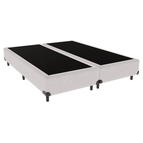Cama Box Casal Bipartida Sintético Branco