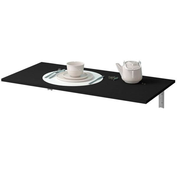 Mesa Dobrável de Parede Cozinha Escritório Slim L03 Suspensa 68x45 Bp Preto Fosco - Lyam Decor