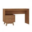 Ver imagem 2 de Mesa Escrivaninha Doha 2 Gavetas 120 Cm Nogal - Hecol Móveis