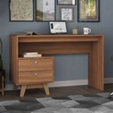 Ver imagem 1 de Mesa Escrivaninha Doha 2 Gavetas 120 Cm Nogal - Hecol Móveis