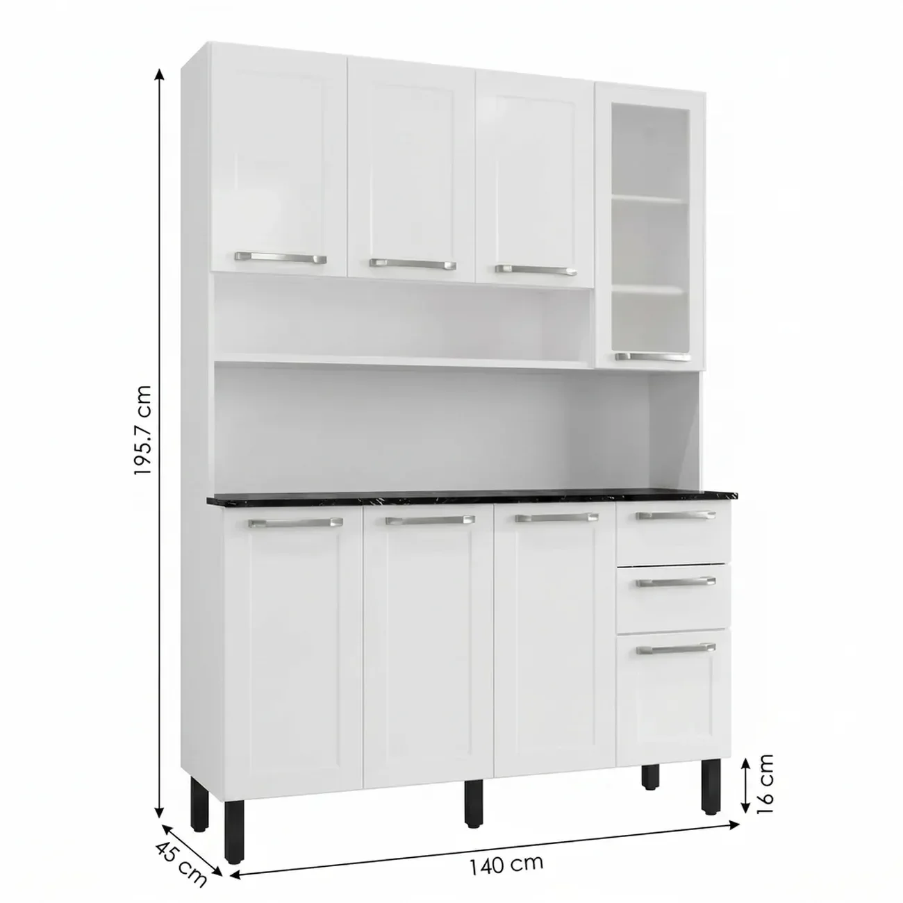 Ver imagem 4 de Cozinha Compacta em Aço 8 Portas 2 Gavetas com Nicho 195 x 140cm Florença Itatiaia Branco