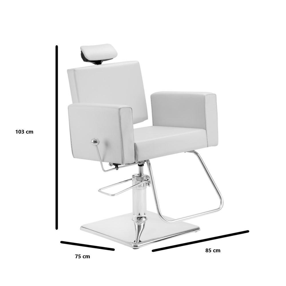 Cadeira Cabelereiro Barbeiro Poltrona Reclinável Estofado Salão de Beleza Square Class Perola - 4