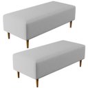 Ver imagem 1 de Kit 2 Puffs Decorativos Sala de Estar Bali W01 Pés Palito 120x50cm Linho Cinza