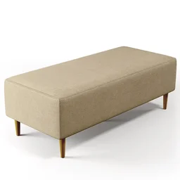 Puff Decorativo Sala de Estar Bali W01 Pés Palito 120x50cm Linho Bege Escuro - 1