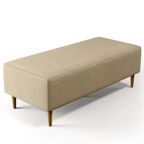 Puff Decorativo Sala de Estar Bali W01 Pés Palito 120x50cm Linho Bege Escuro