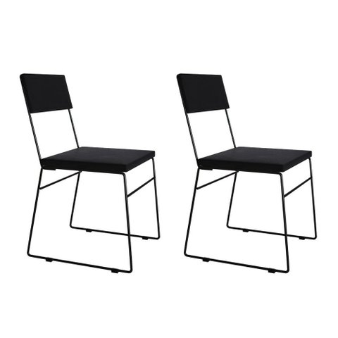Kit 2 Cadeiras de Jantar Málaga Veludo Preto para Mesa Sala Cozinha Conforto e Decoração - Preto