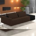 Ver imagem 2 de Sofá Ilha Modular para Sala 232cm com Puff Dublin K01 Veludo Marrom e Sintético Preto - Lyam Decor