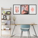 Ver imagem 3 de KIT Quadro Decorativo 3 pçs Geométrico Rosa Feminino Quarto