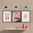 Ver imagem 2 de KIT Quadro Decorativo 3 pçs Geométrico Rosa Feminino Quarto