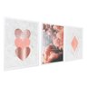 Conjunto Quadro Decorativo Moldura Rose Feminino Coração - 2