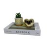 Kit Livro Decorativo, Vaso Geométrico Dourado E Coração 3D - 2