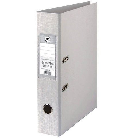 Pasta Fichario Registradora Az com Lombo 75mm Oficio A4 Dac Percalux Cinza