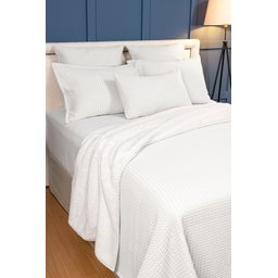 COBERTOR PIQUET COM SHERPA CASAL DUPLA FACE: BRANCO - 1