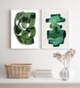Ver imagem 1 de Kit 2 Quadros Decorativos Verdes Abstratos- Aquarela 45x34cm - com Vidro:madeira Branca