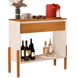 Aparador Buffet Libano com Gaveta em Mdf 2 Prateleiras Cores:off White/nature - 1