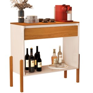 Aparador Buffet Libano com Gaveta em Mdf 2 Prateleiras Cores:off White/nature